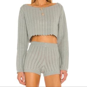Revolve X Tularosa Sicily Cropped Knit Sweater in Sage Size Large NWT